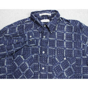 Gabicci Shirt Mens Large Blue Long Sleeve 100% Viscose Button Up